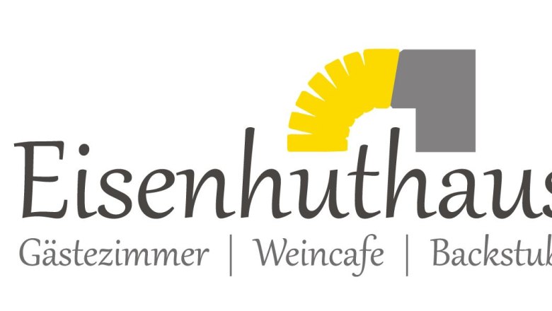 Logo, © Familie Rieder Logo des Eisenhuthauses mit gelbem und grauem Design.